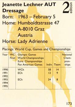 1995 Collect-A-Card Equestrian #173 Jeanette Lechner / Lady Adrienne Back